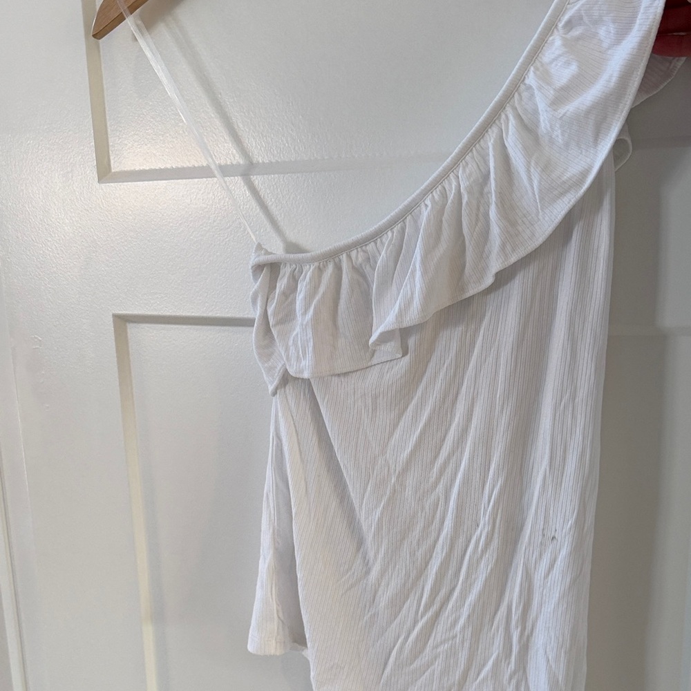 Loft White One-Shoulder Ruffle Top *NEW*